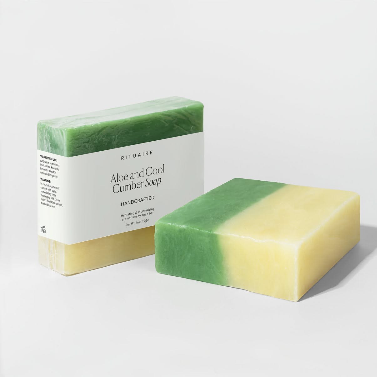 Rituaire Aloe and Cool Cumber Soap — printed sleeve beside the bare bar