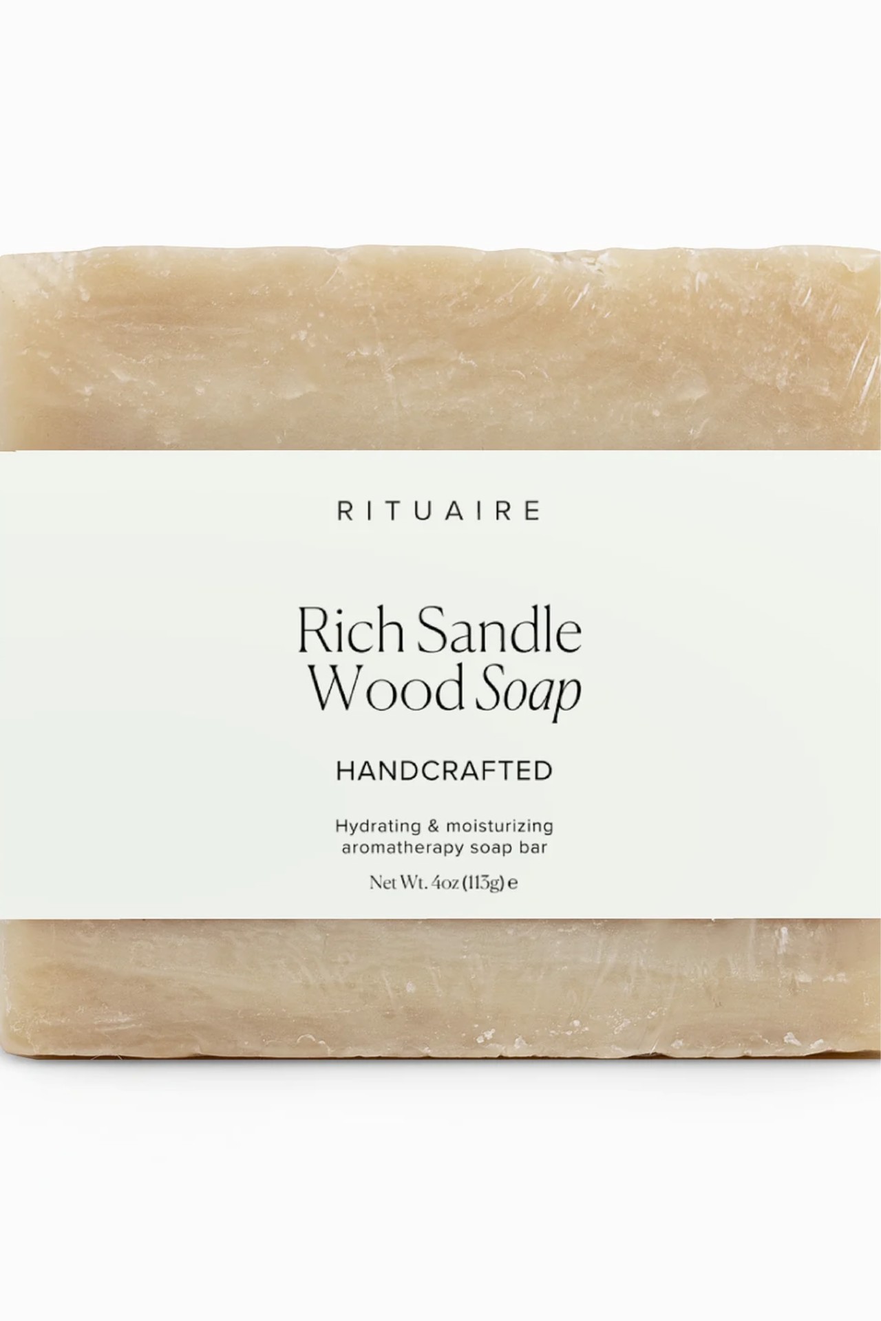 Rituaire Rich Sandle Wood Soap — close crop of the sleeve label