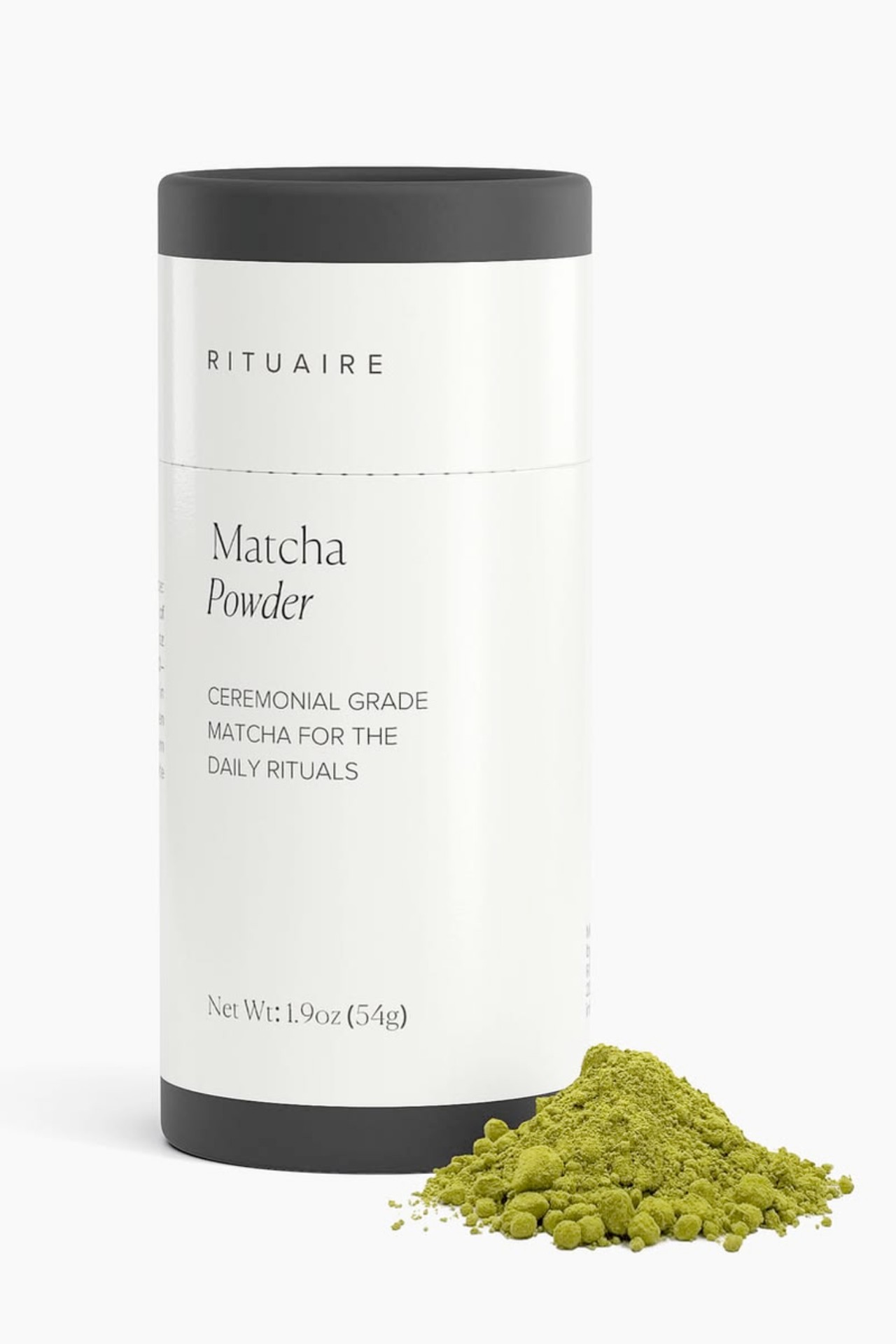 Rituaire Matcha Powder — ceremonial grade tub with matcha powder