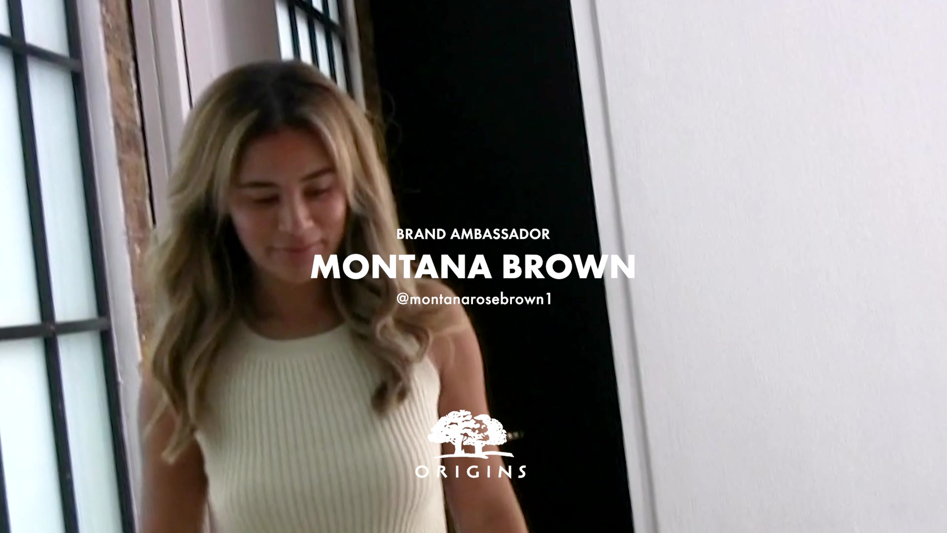 Origins GinZing campaign — Film frame — brand ambassador card, Montana Brown (@montanarosebrown1)