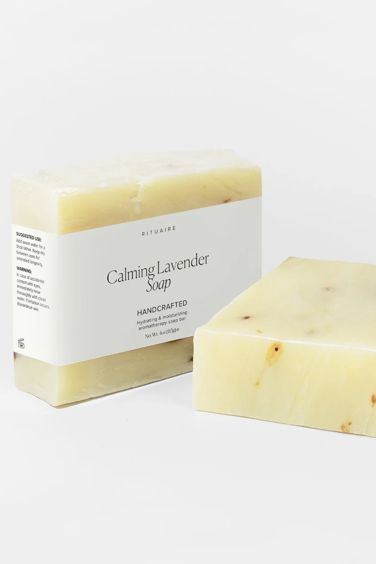 Rituaire Calming Lavender Soap — wrapped and unwrapped bars