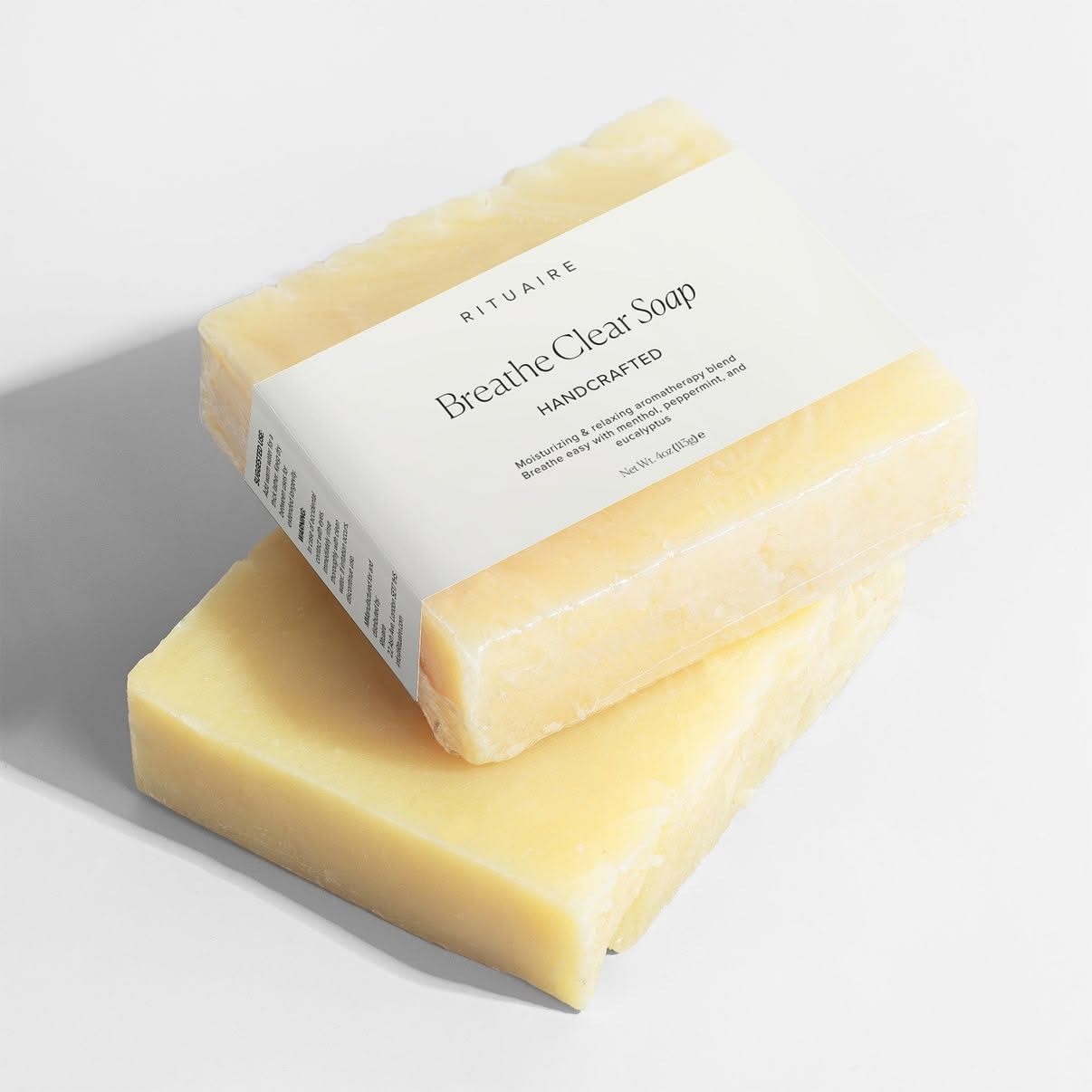 Rituaire Breathe Clear Soap — stacked bars with printed sleeve