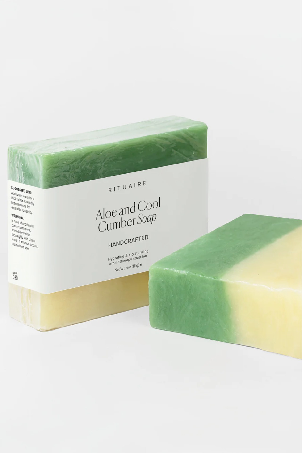 Rituaire Aloe and Cool Cumber Soap — wrapped and unwrapped bars